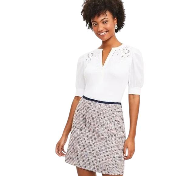 LOFT Tweed Pocket Shift Mini Skirt NEW Colorful Lined Office Siren NWT Size 12 - Picture 1 of 13